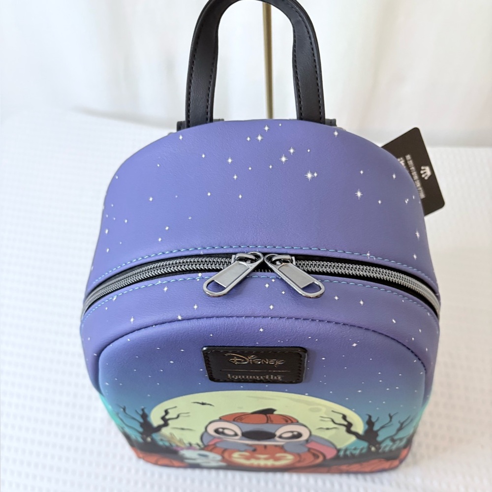 NWT LOUNGEFLY Disney Stitch Pumpkin Glow-In-The-Dark Mini Backpack - Picture 6 of 7